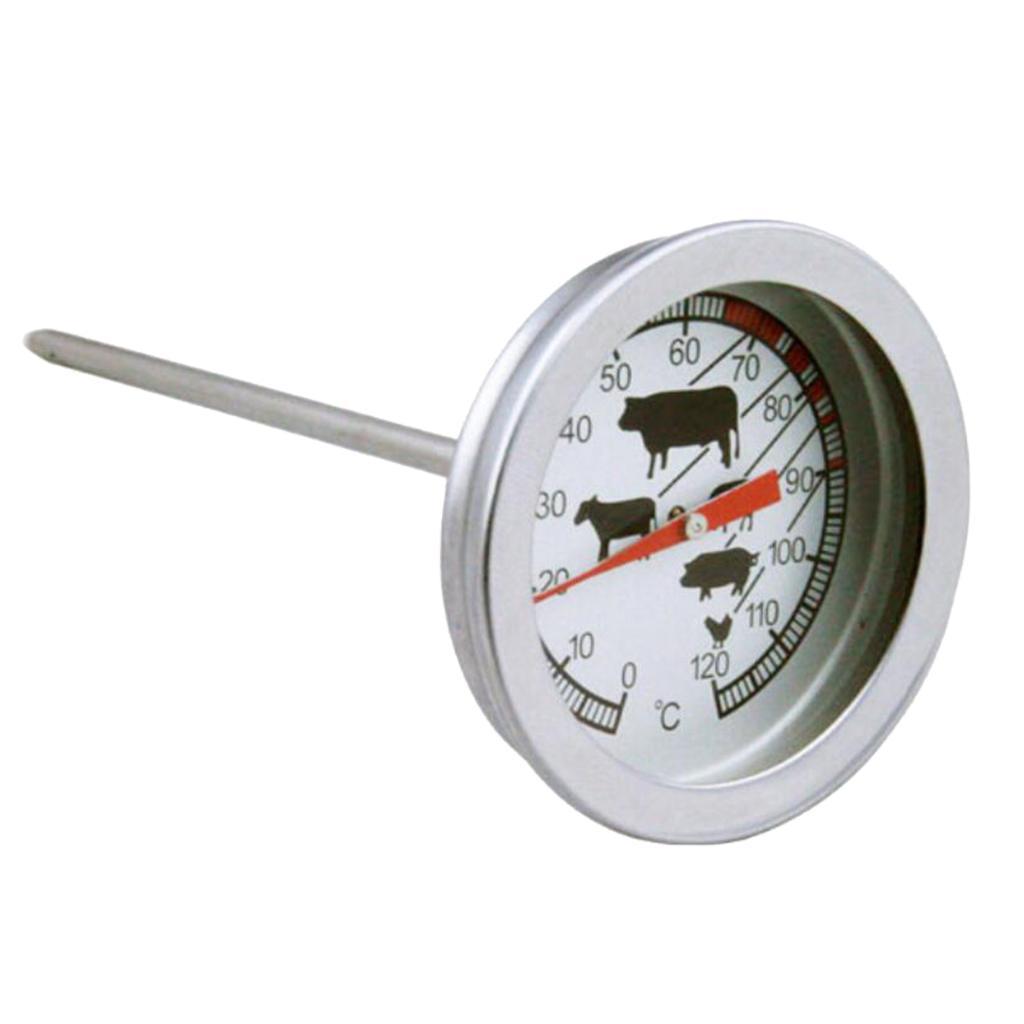 2Pieces Dial Thermometer Probe-Type Coffee Milk Drinks BBQ Meat