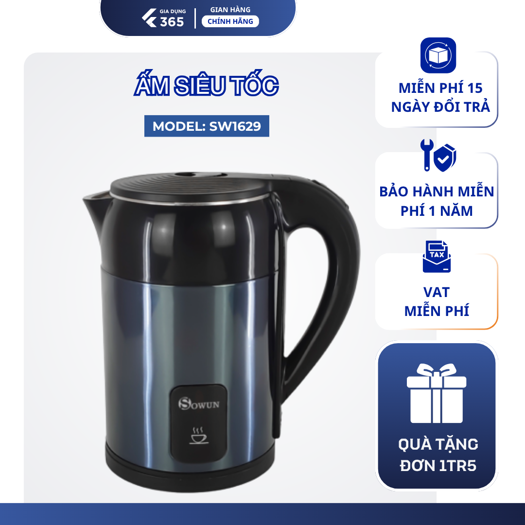 Ấm điện siêu tốc Sowun SW 1629 - Hàng chính hãng