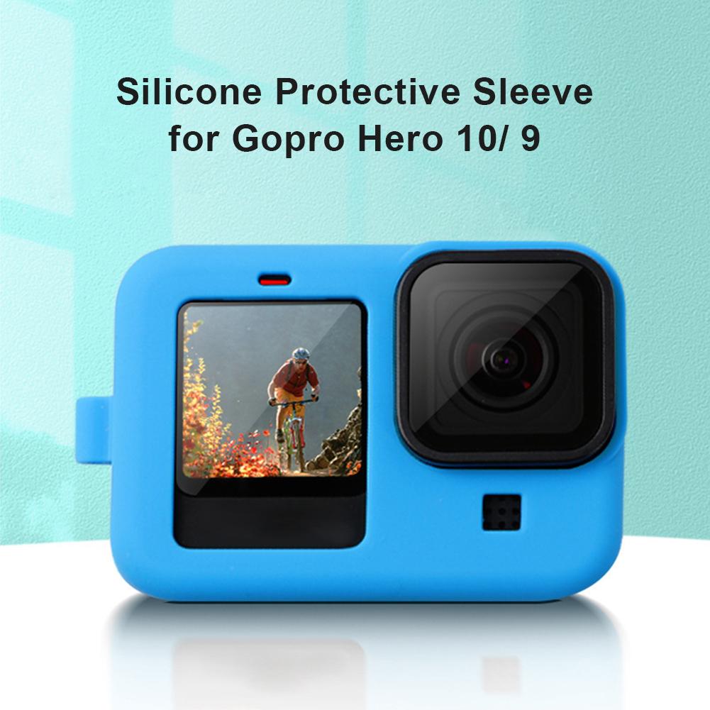 Ốp Lưng Dẻo Silicone Mềm Cho GoPro Hero 10 9 Màu Đen Bảo Vệ Tay Vỏ Vỏ Có Dây Buộc Cho Go Pro Hero 9 10 Phụ Kiện