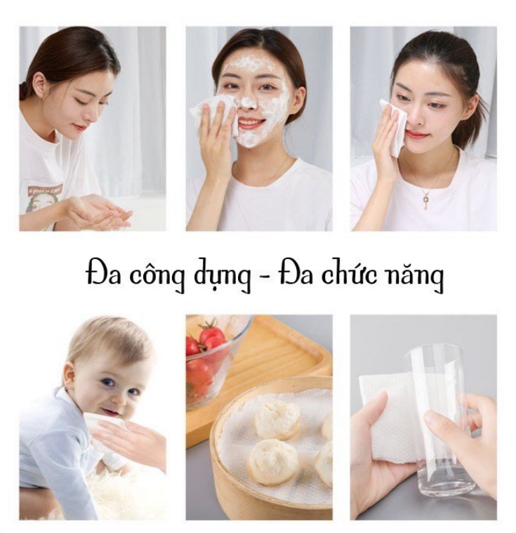 Khăn Lau Mặt Dùng 1 Lần Khô Đa Năng Hatsu lau mặt lau khô, lau ướt, tẩy trang G380-KhanHatsu