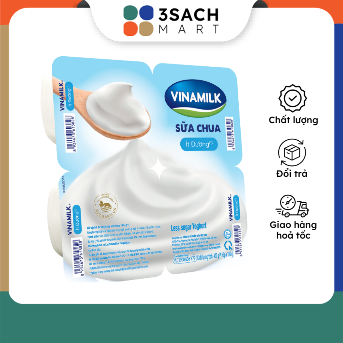 Lốc 4 hộp Sữa Chua Ăn Vinamilk Ít Đường