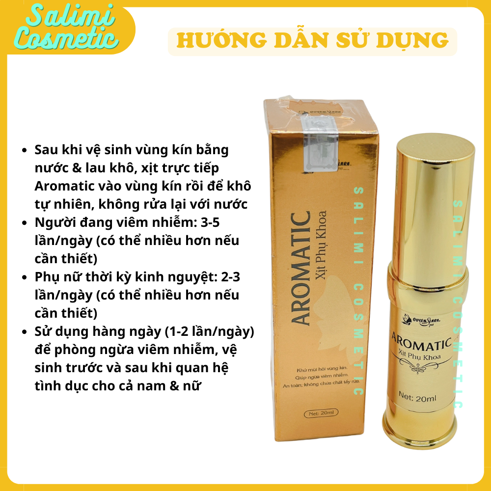 Xịt Phụ Khoa AROMATIC 20ml - Khử Mùi Hôi, Chiết Xuất Thảo Dược Thiên Nhiên, Ngừa Viêm Nhiễm, Làm Hồng Bikini, An Toàn, Không Chứa Chất Tẩy Rửa - Bí Quyết Chồng Yêu Mỗi Ngày | HÀNG CHÍNH HÃNG