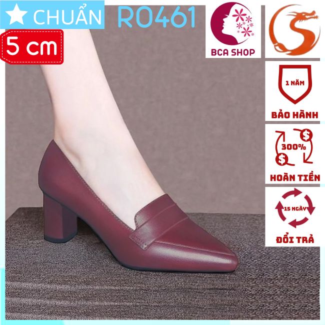 Giày cao gót nữ 5p RO461 ROSATA tại BCASHOP kiểu dáng công sở, gót vuông cùng màu thân - màu đỏ đô