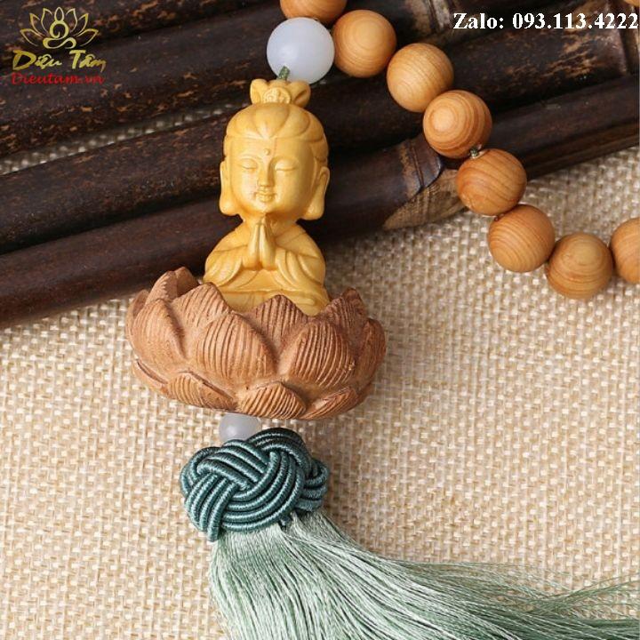Dây treo ô tô khánh treo ô tô tượng phật gỗ hoàng dương thơm - gỗ phong thủy