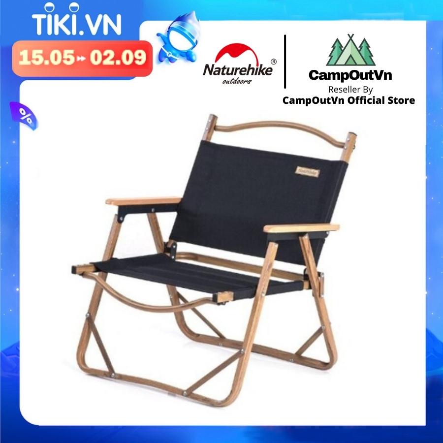 Ghế cắm trại Naturehike campoutvn du lịch NH19Y002-D dã ngoại gấp gọn lưng tựa tay cầm gỗ glamping vải 600D sang trọng thoáng khí bền chắc A039