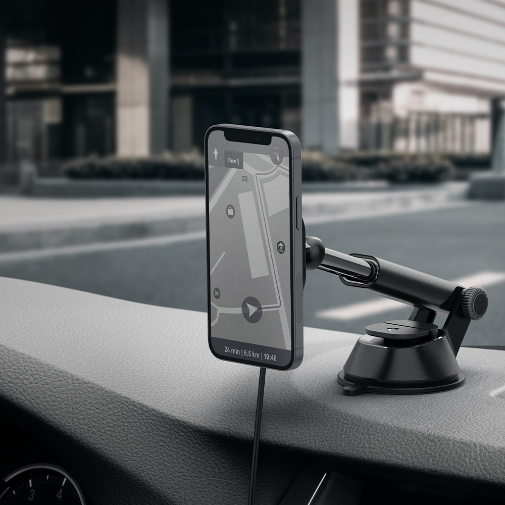 Sạc Mag Xe Hơi Spigen OneTap Pro Wireless Magnetic Car Charger Dashboard - Hàng Chính Hãng