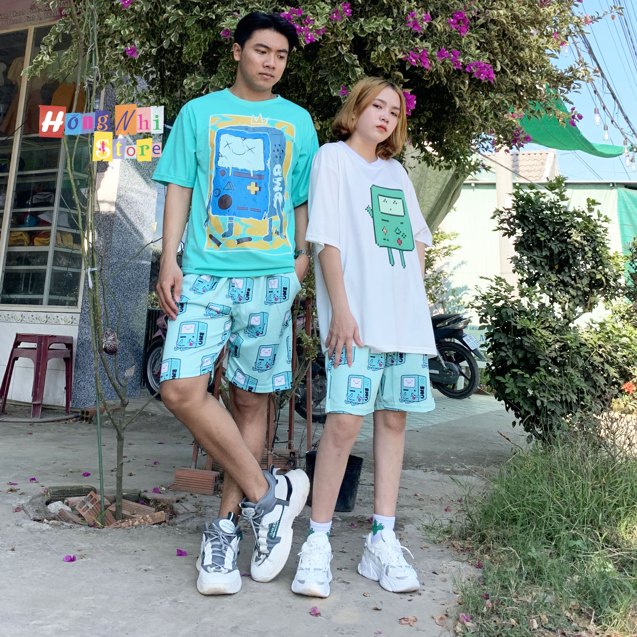Quần Short Cartoon Unisex Hình Hộp Bmo - Quần Đùi Hoạt Hình Siêu Cute - MM
