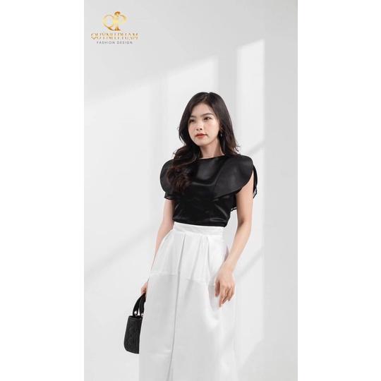 Set đầm cách điệu tay áo cánh hoa phối chân váy xếp ly