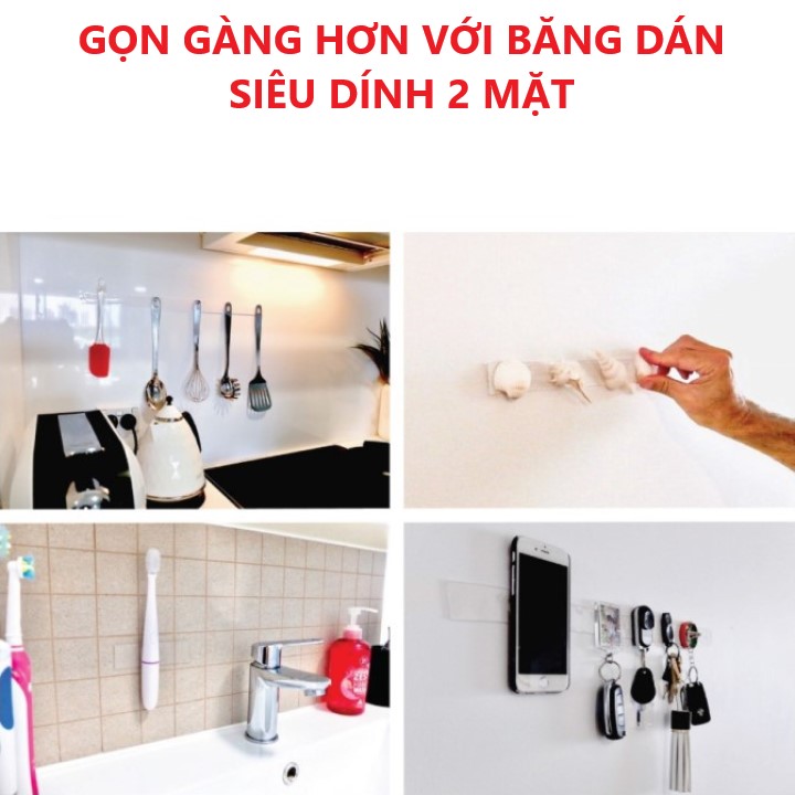 Băng keo siêu dính đa năng 2 mặt,  cuộn 5m, Keo cường lực dùng trên mọi bề mặt