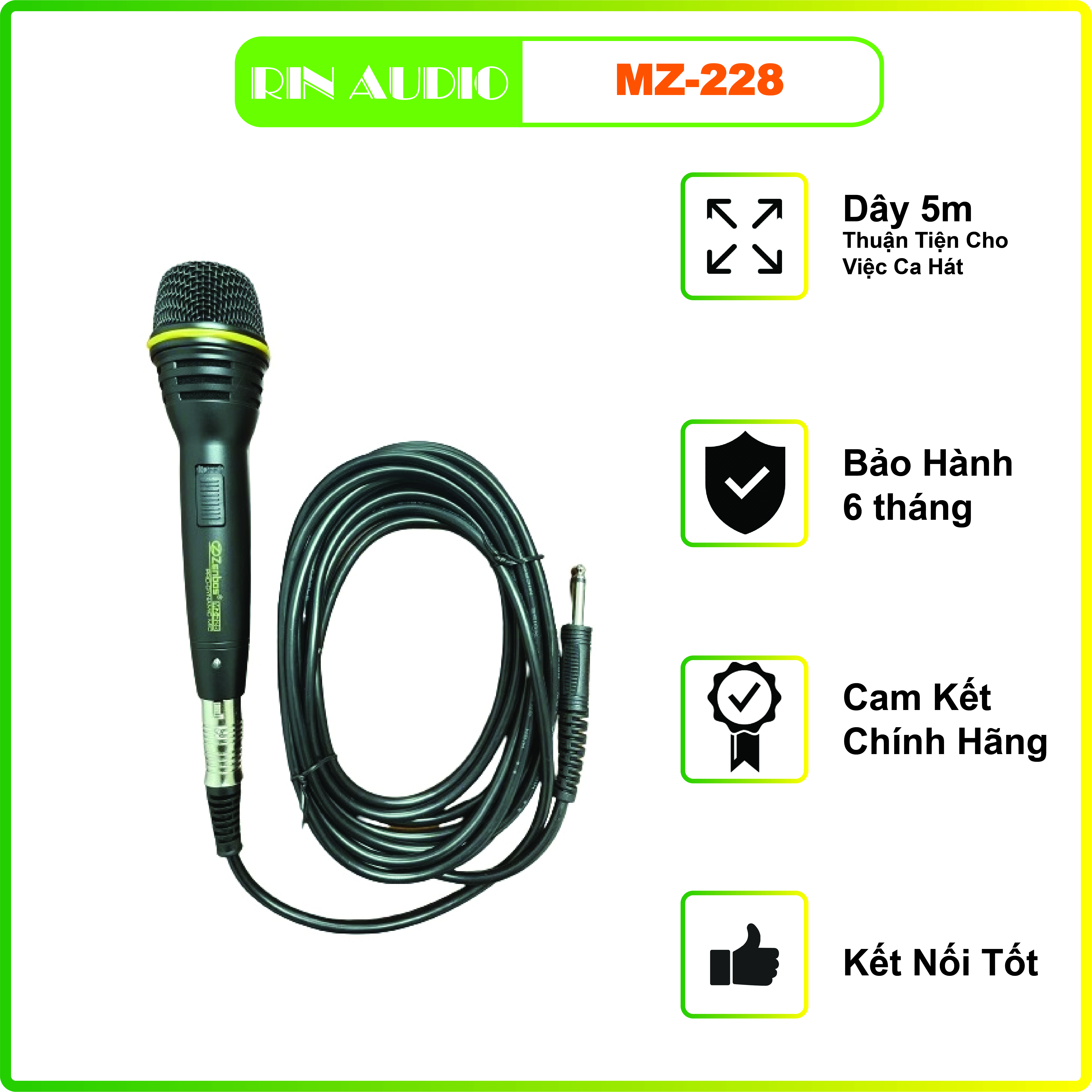Micro có dây Zenbos MZ-228 cao cấp Karaoke - hàng chính hãng