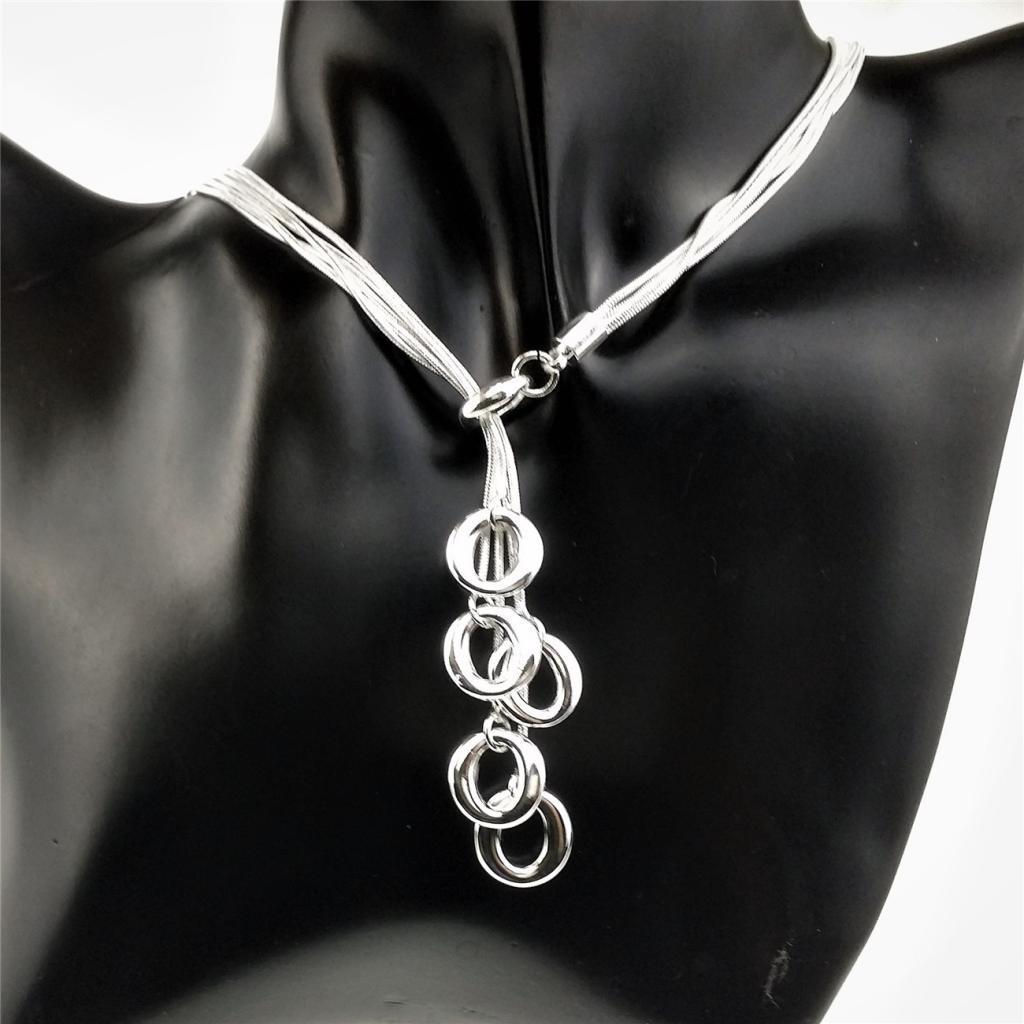 Punk Silver Alloy Multilayer Long Necklace Snake Chain Tassel Pendant