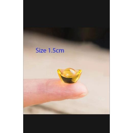 Bộ 5 Thỏi vàng Thần Tài Kim Nguyên Bảo tài lộc lưu ly 1,5 cm