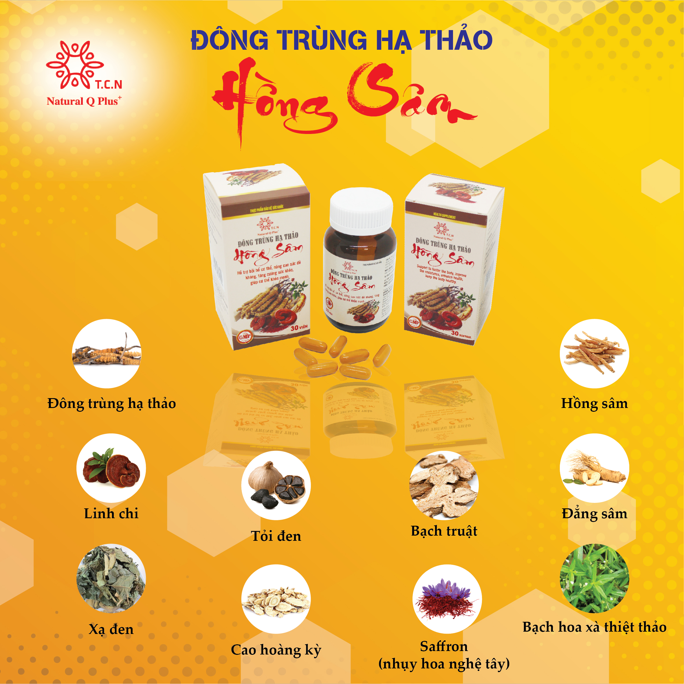 Viên uống Đông Trùng Hạ Thảo Hồng Sâm - Bồi bổ cơ thể, nâng cao sức đề kháng, tăng cường sức khỏe