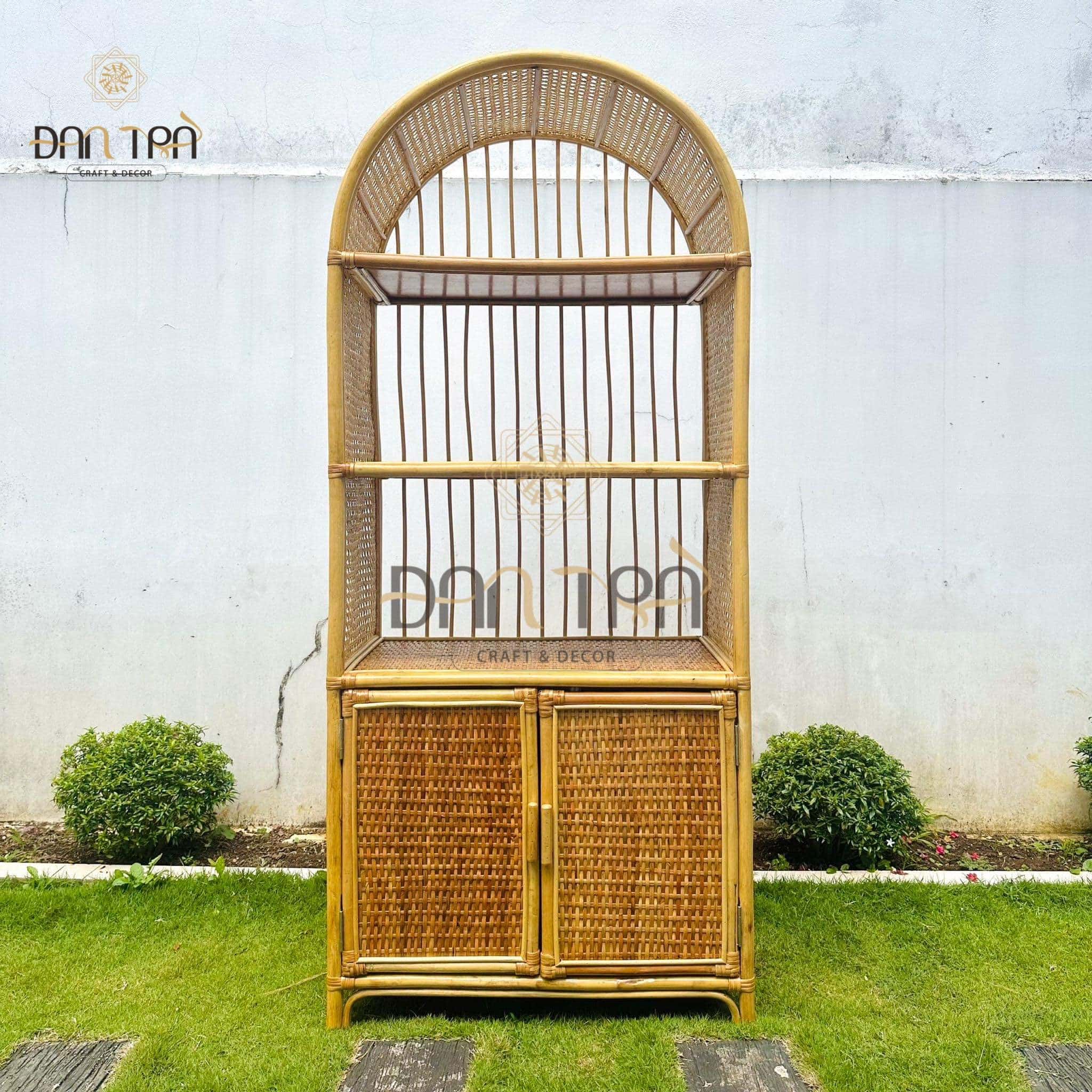 Tủ Mây Đựng Sách Đan Trà- Tủ Mây Decor Phòng Khách- Tủ Mây Tre Đan- Nội Thất Mây Tre Đan Trà