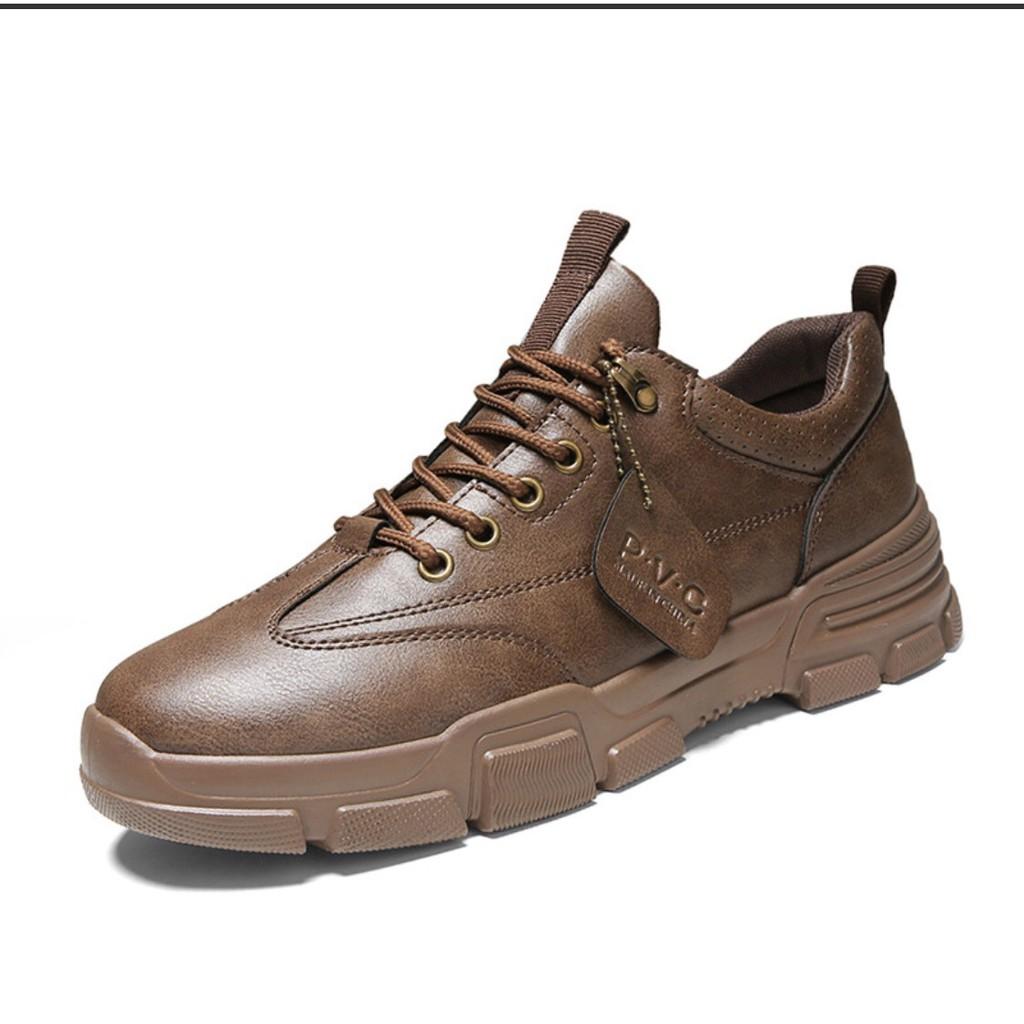 Giày Nam PVC - Giày thể thao nam Sneaker Tăng Chiều Cao Độn đế 3cm, Đính tem, Siêu Nhẹ, Cực Ngầu, 2021