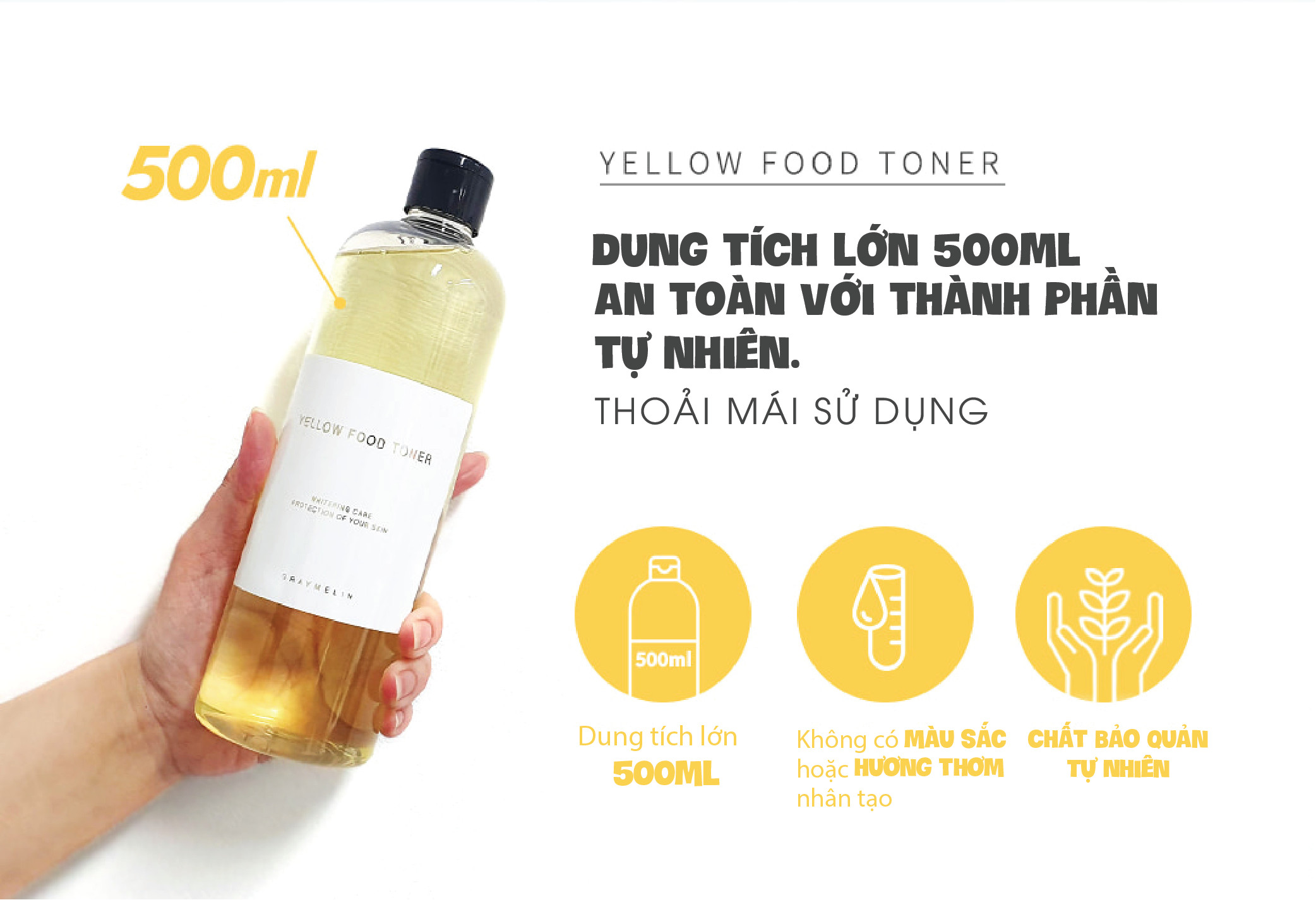 Nước hoa hồng trái cây vàng Graymelin Yellow Food Toner 500ml