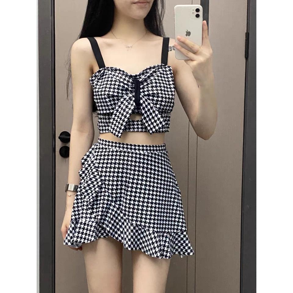 Set đồ bơi nữ dáng váy 2 chi tiết họa tiết thiết kế thon gọn tôn dáng chất vải đẹp