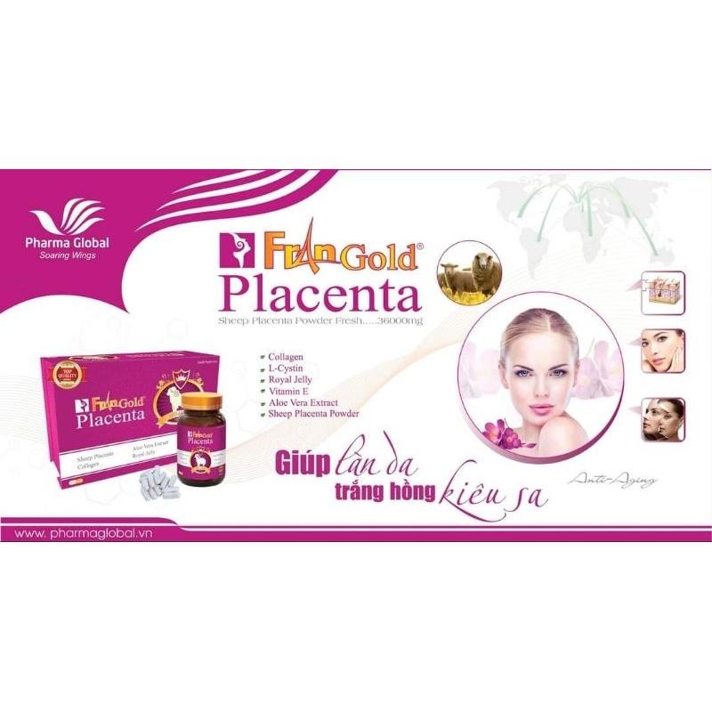 FRANGOLD PLACENTA - VIÊN NHAU THAI CỪU - GIÚP LÀN DA TRẮNG HỒNG KIÊU SA - LỌ 60 VIÊN
