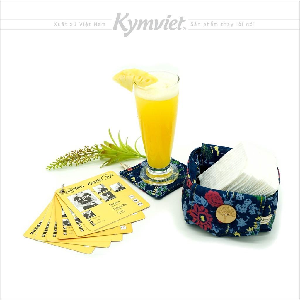 Miếng Lót Cốc, Lót Ly KYMVIET Chất Liệu Vải Bò In Họa Tiết 100% Handmade, Thấm Hút Tốt