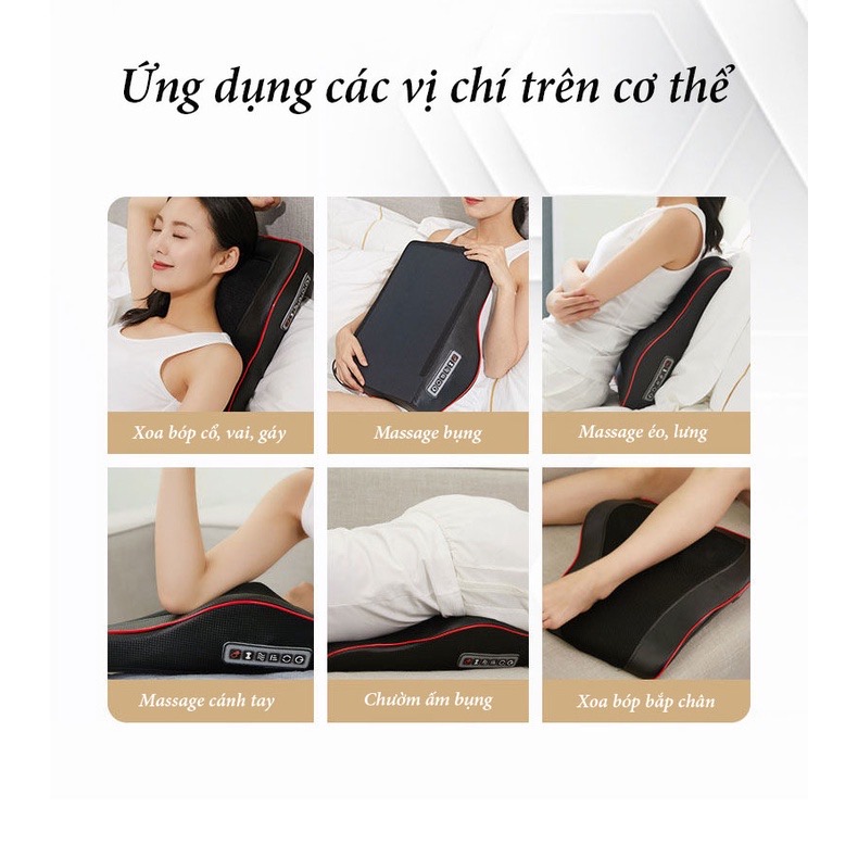 Gối Massage Cổ Vai Gáy Cao Cấp Thế Hệ Mới, Máy Massage Hồng Ngoại 20 bi Đa Chức Năng, Giảm Nhức Mỏi Toàn Thân Hiệu Quả