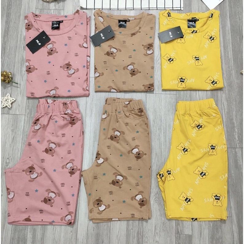 Bộ cotton nữ mặc nhà️Set đồ bộ hình gấu siêu kute hàng Thiết kế cao cấp