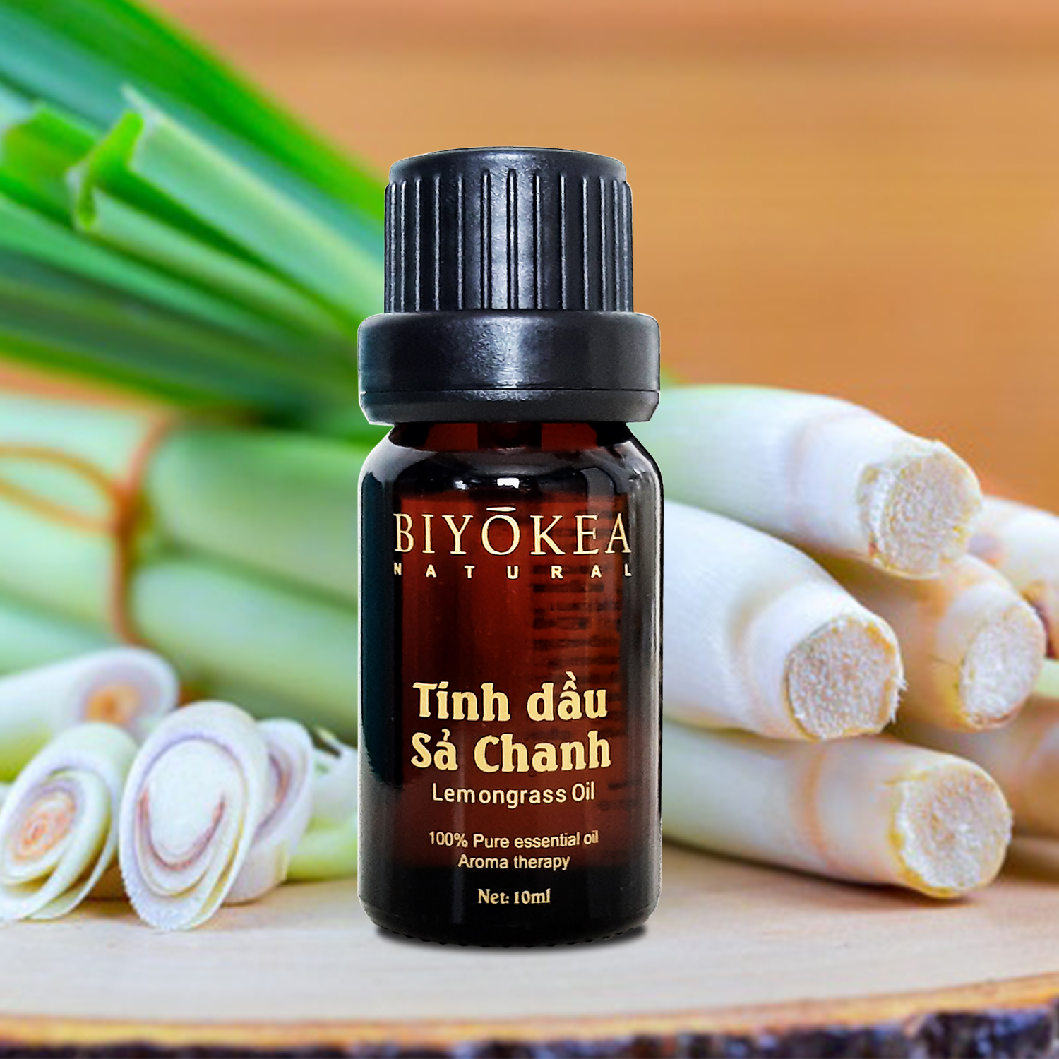Combo 2 chai tinh dầu Sả chanh thiên nhiên Biyokea xông phòng đuổi muỗi, xông khử mùi dung tích 10ml