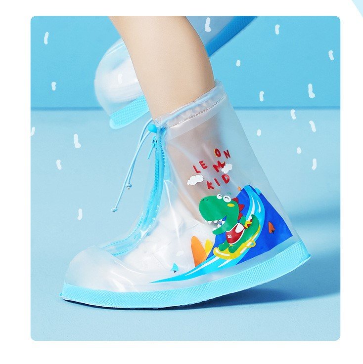 Ủng đi mưa, giày đi mưa tiện lợi bọc giày cho bé 3-10 tuổi bằng nhựa dày mềm trong suốt chống thấm tuyệt đối