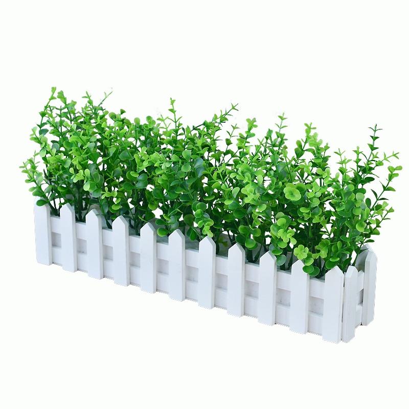 Chậu hoa giả trang trí – Nhiều mẫu mã – Chậu hàng rào cắm sẵn cây giả, hoa lụa decor – Rộng 10 cm – Dài 50 cm – Cao từ 15 đến 30 cm