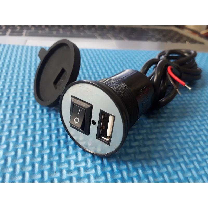 Cốc Sạc Điện Thoại Cho Xe Máy Cao Cấp Có Công Tắc Tắt Mở