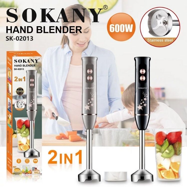 Máy xay cầm tay SOKANY SK02013, công suất 600W nhỏ gọn chống văng tiện lợi dễ vệ sinh - HÀNG CHÍNH HÃNG