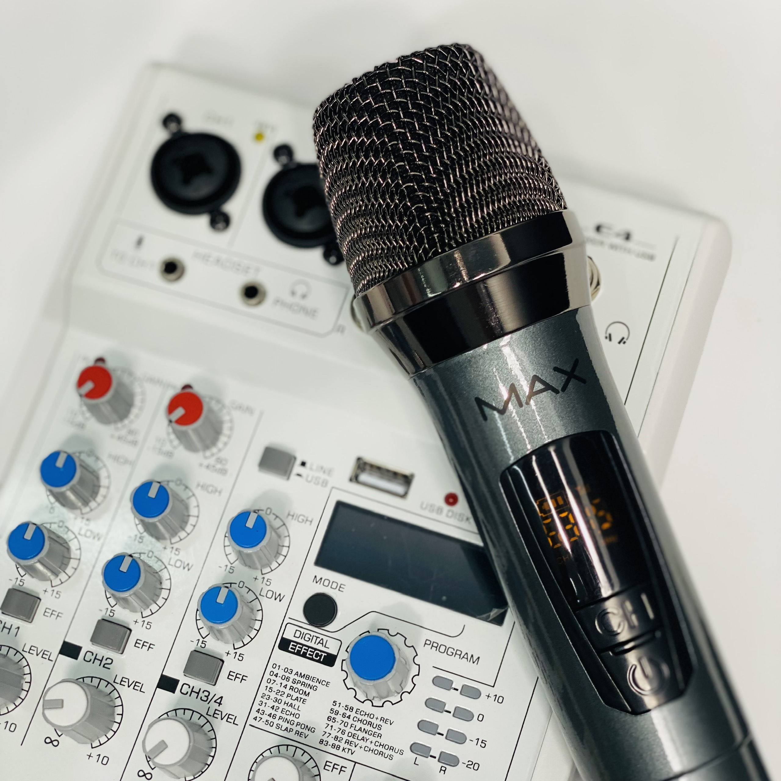 Combo Mixer Thu Âm Livestream Karaoke Mixer E4 và Micro Max19 Chính Hãng Giá Tốt -  Bảo Hành 12 Tháng Hàng Chính Hãng