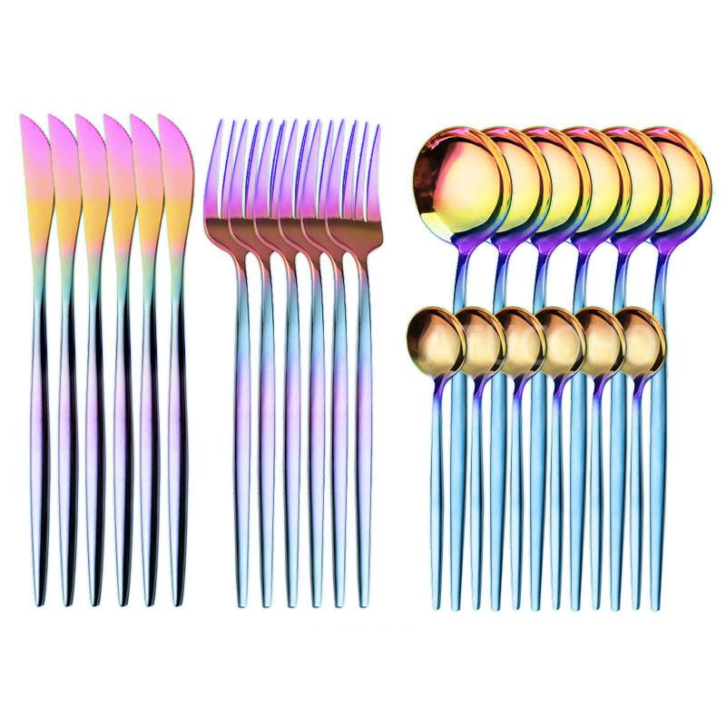 24PCS Bộ Dao Kéo Inox Chén Ăn Bộ Dao Dĩa Cà Phê Thìa Phẳng Bằng Bộ Đồ Nhà Bếp Cao Cấp Tinh Tế Bộ Đồ Ăn