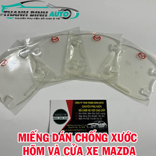 Miếng dán silicon chống xước hõm tay nắm cửa xe Mazda