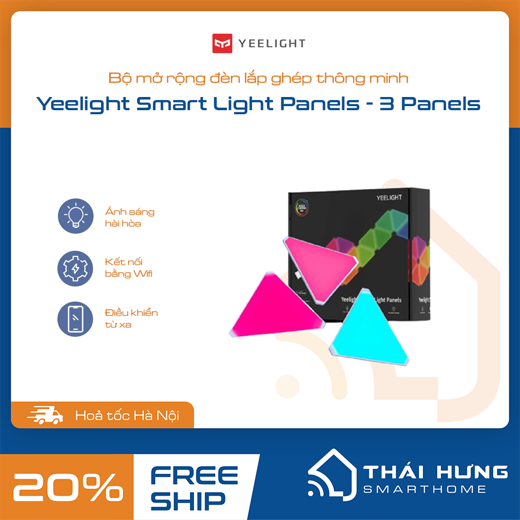 Hình ảnh Đèn lắp ghép cao cấp thông minh - Yeelight Led Panels, Combo 6-9 tấm tam giác 16 triệu màu, hàng chính hãng.