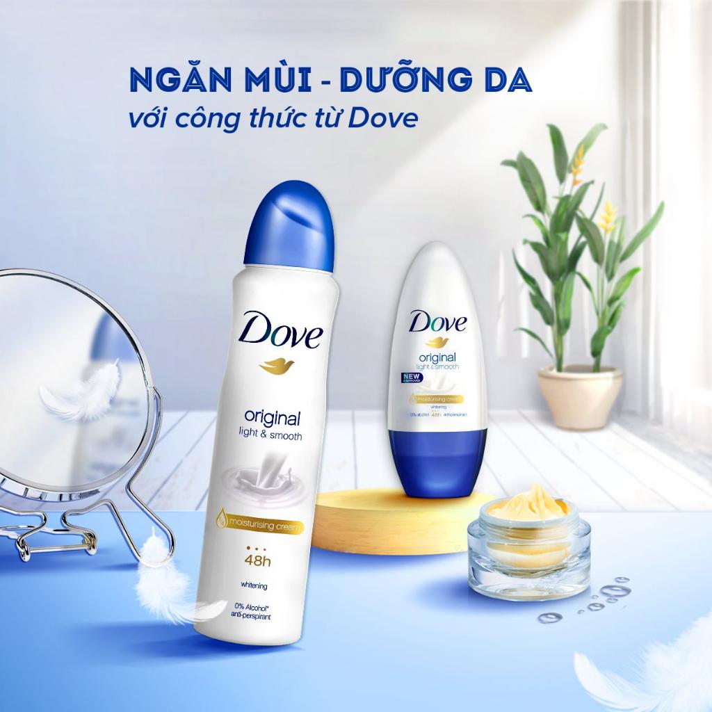 Xịt Khử Mùi Dove Original Hương Dịu Nhẹ Dưỡng Da Sáng Mịn 150ml