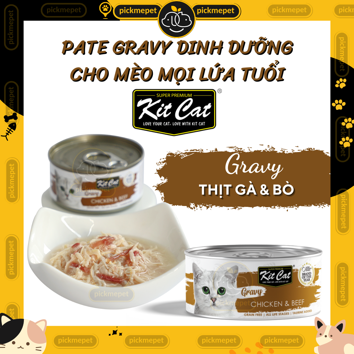 Pate Kit Cat Gravy - Pate KitCat Gravy Cho Mèo Mọi Lứa Tuổi (Lon 85g)