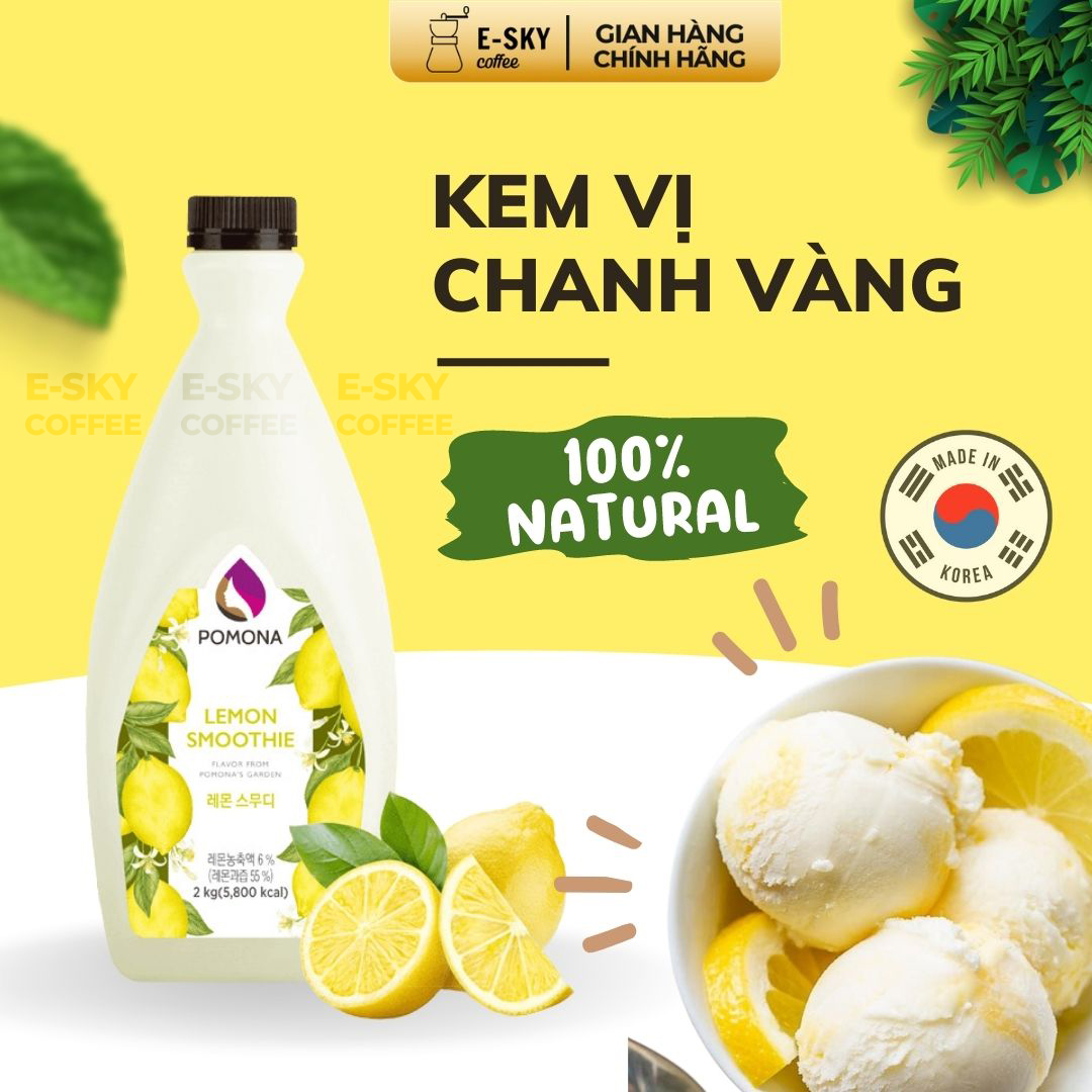 Mứt Chanh Pomona Lemon Smoothie Nguyên Liệu Pha Chế Hàn Quốc Chai 2kg