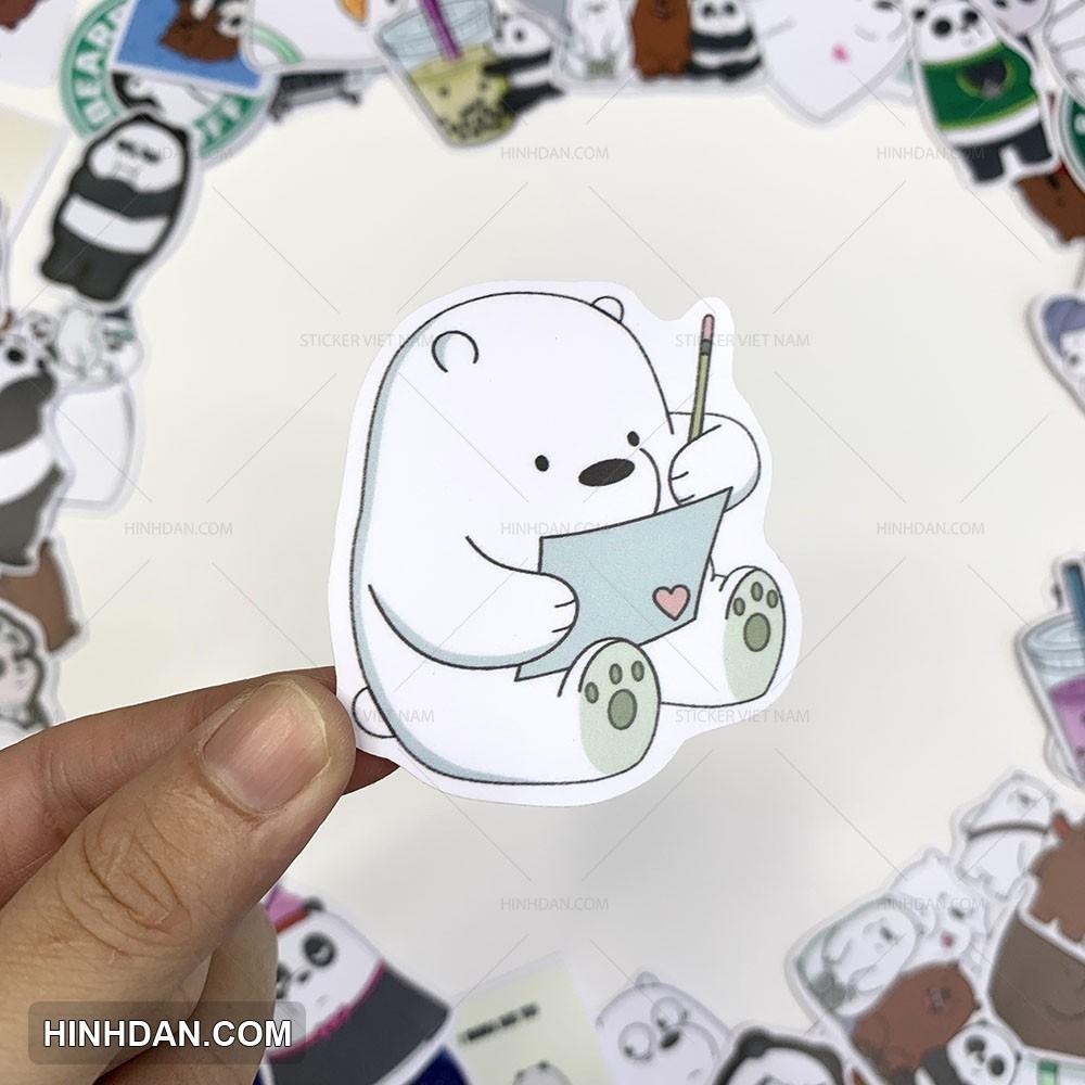 Sticker WE BARE BEARS - Những Chú Gấu - Dán Trang Trí - Chất Liệu PVC Cán Màng Chất Lượng Cao Chống Nước, Chống Nắng, Không Bong Tróc Phai Màu