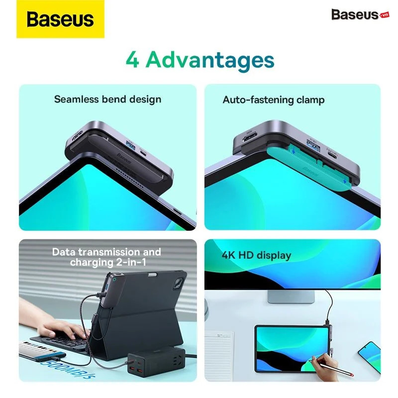 ub Mở Rộng Đa Năng Baseus PadJoy Type-C HUB Adapter Dùng Cho iPad MacBook Laptop - hàng chính hãng