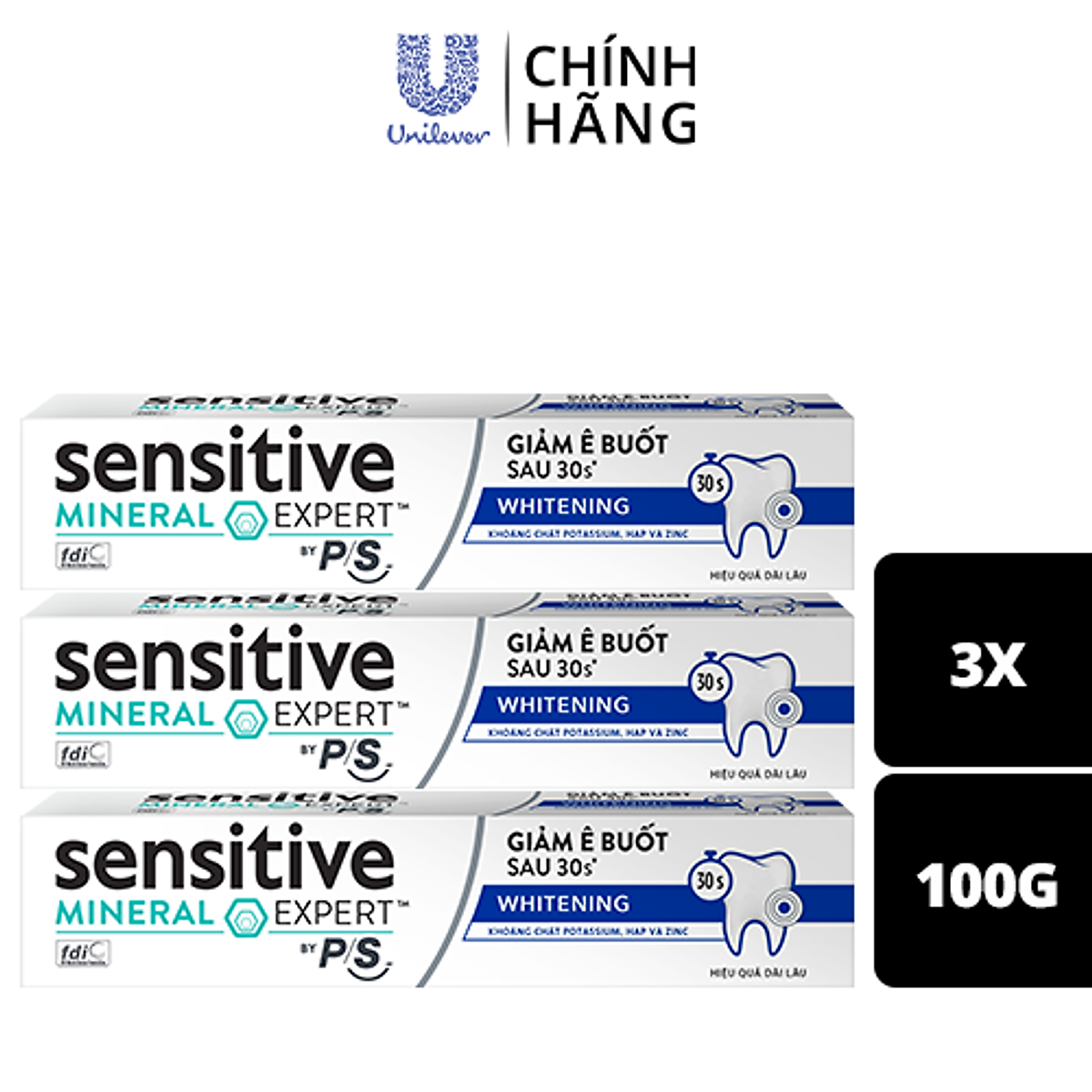 Combo 3 Kem Đánh Răng Sensitive Expert By P/S Whitening Trắng Răng 100g