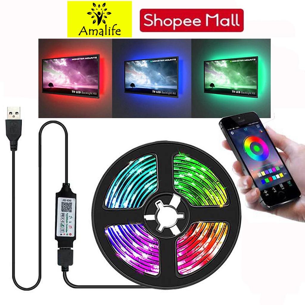 Cuộn Dây 5m Đèn LED Tiktok RGB 5050 Strip Light Amalife Ama2, Trang Trí Phòng, Bàn Máy Tính, Kết Nối Điện Thoại