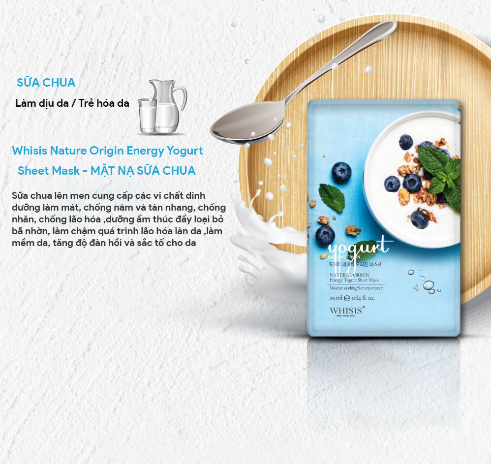 Mặt nạ sữa chua Whisis Nature Origin Energy Yogurt Sheet Mask