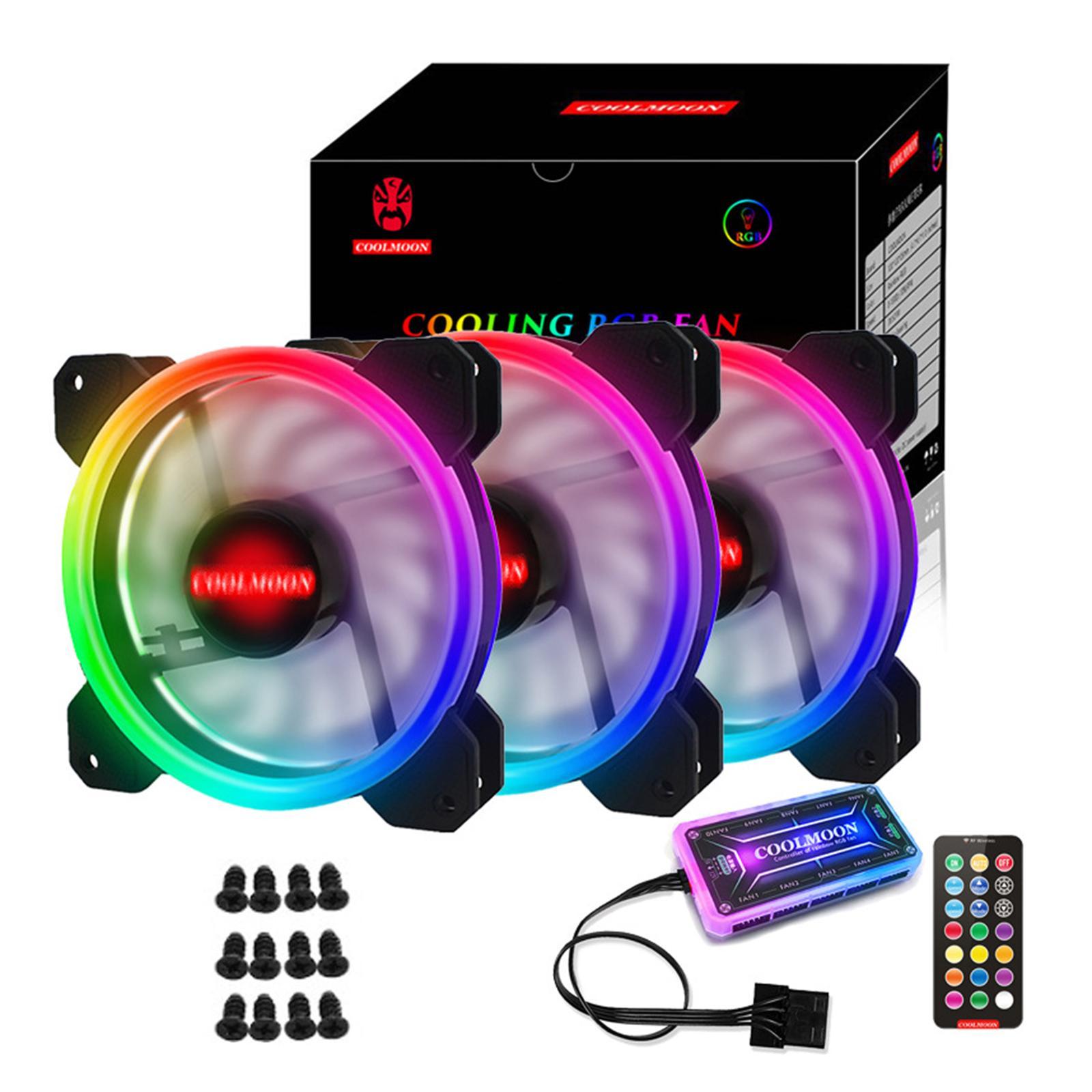12cm RGB Computer Case Cooling Fan with Controller Remote 3 fan controller A