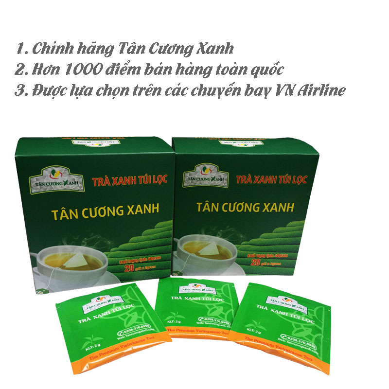 Trà Xanh Túi Lọc Tân Cương Xanh - Trà túi lọc thượng hạng, dùng pha chế, tiện lợi dùng văn phòng, đi công tác