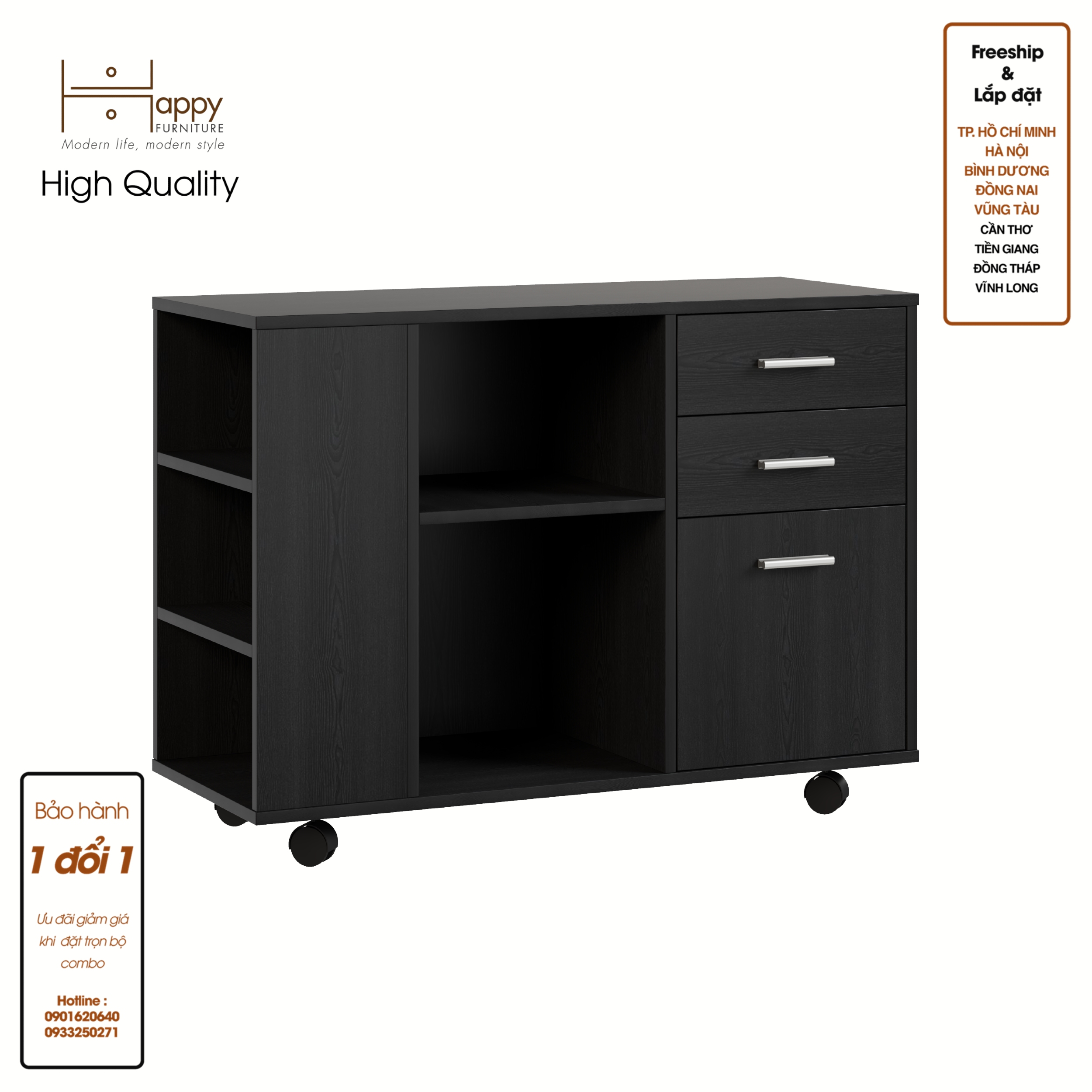 [Happy Home Furniture] COMFEE, Tủ đựng hồ sơ - kết hợp kệ sách ,  100cm x 40cm x 66cm ( DxRxC), THK_017