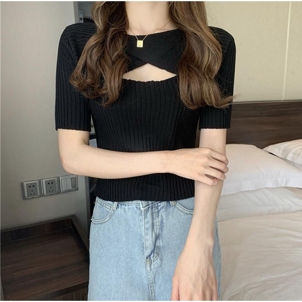 MS287 Áo len tay lỡ xoắn ngực mặc được 2 kiểu phong cách tiểu thư nhẹ nhàng