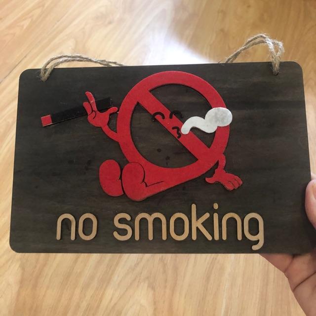 Bảng gỗ treo cửa no smoking tặng móc dán