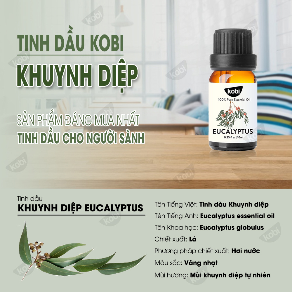 Combo Tinh Dầu Bưởi Hồng Kobi (30ml) + Tinh Dầu Khuynh Diệp Kobi (30ml) - Tinh Dầu Thiên Nhiên, Nguyên Chất Giúp Chăm Sóc Tóc, Xông Phòng Hiệu Quả