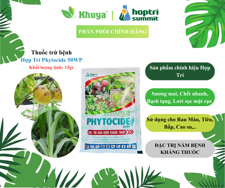 Thuôc trừ bệnh cây Hợp Trí Phytocide 50WP 15gr Sương Mai - Chết Nhanh