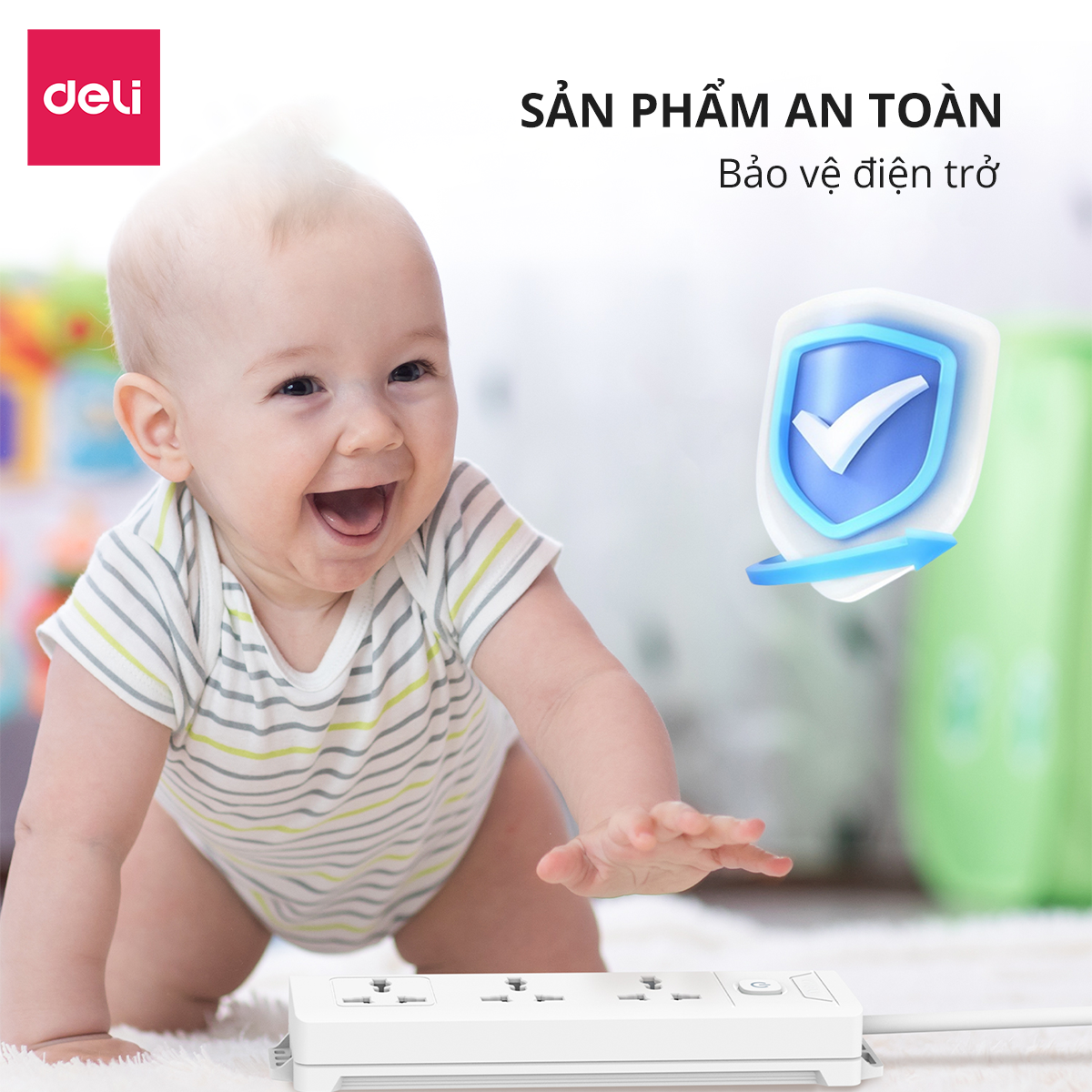 Ổ Cắm Điện Đa Năng 2500W Có Công Tắc Nguồn 3/4/6 Ổ , 3M/5M Dây Chống Giật Chống Cháy Chất Lượng Cao Deli - Phiên Bản Mới Nâng Cấp 2023 - Hàng Chính Hãng - ET401 - 406